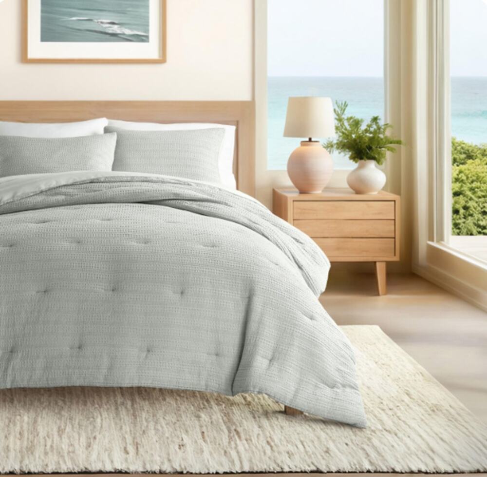 IENJOY HOME Waffle Textured Down-Alternative Comforter Set Dune(Waffle Textured)